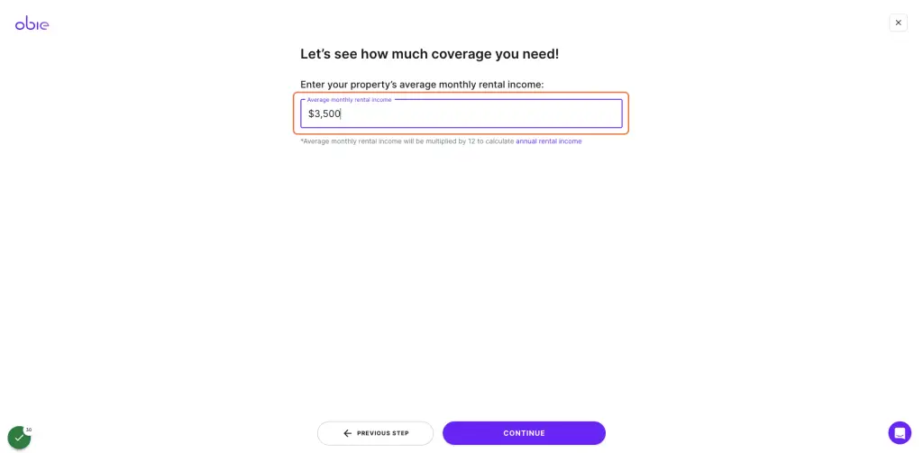 Obie insurance: get a quote screenshot